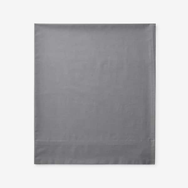 The Company Store Legends Hotel Supima Extra Deep Cotton Percale Pearl Gray Oversized Queen Flat Sheet