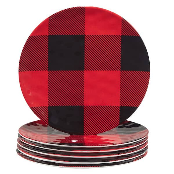 Certified International Red Buffalo Plaid Assorted Colors Dinner Plate (Set of 6)