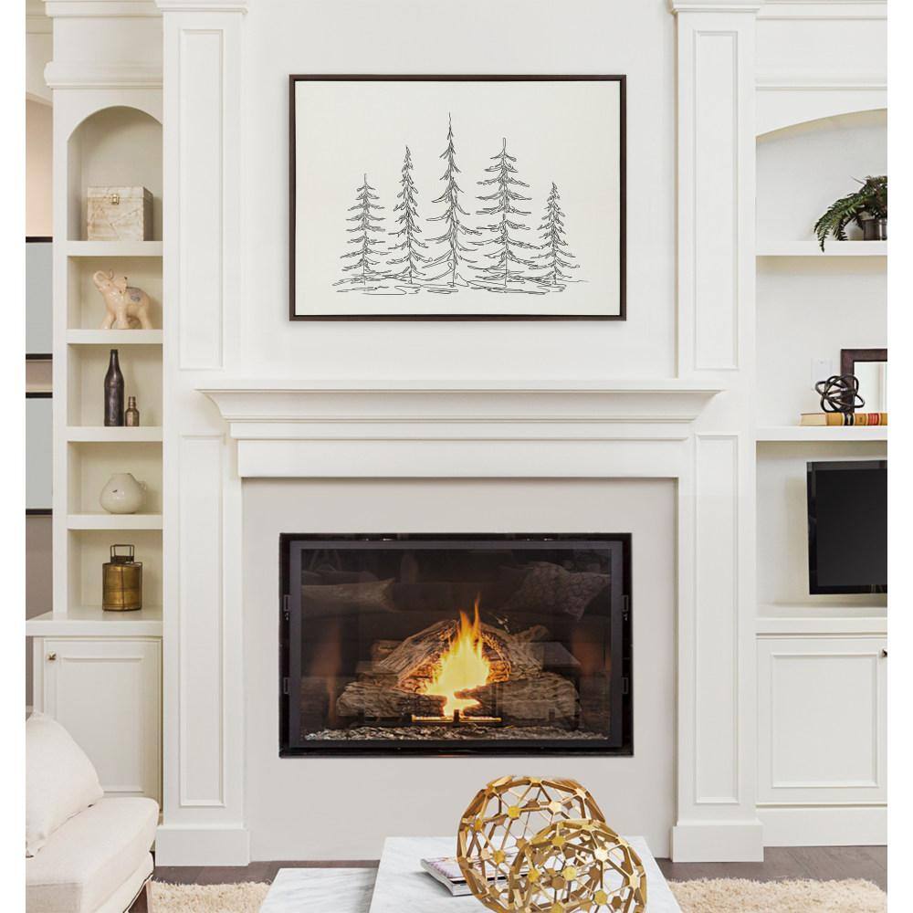 Minimalist Evergreen Trees Sketch Framed Canvas Wall Art, 28x38