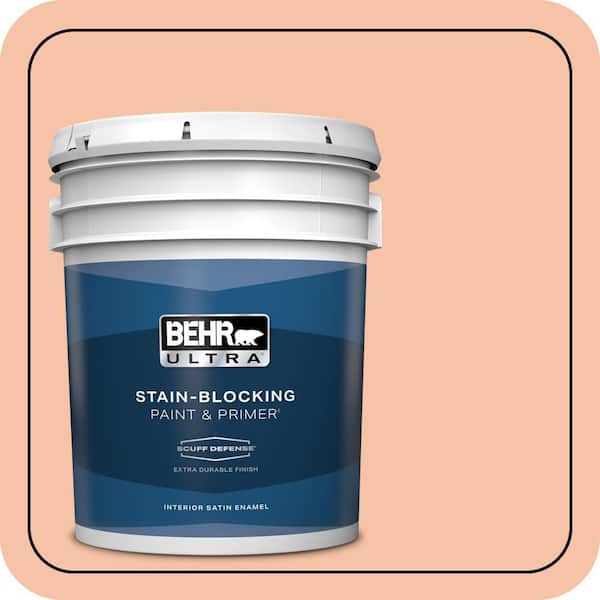 BEHR ULTRA 5 gal. #230C-3 Pink Beach Extra Durable Satin Enamel Interior Paint & Primer