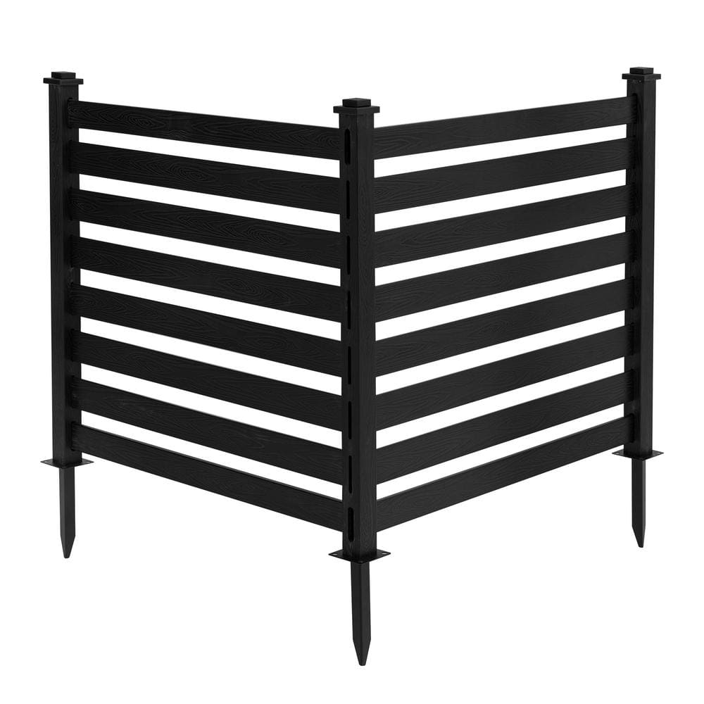 LUE BONA 38 in. W x 46 in. H Black Outdoor No Dig Fence Poly Plastic