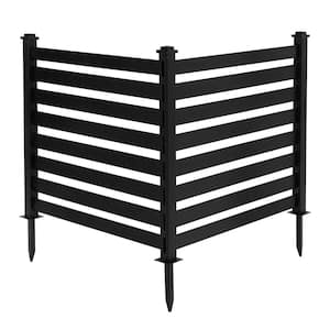 38 in. W x 46 in. H Black Outdoor No Dig Fence Poly Plastic Picket Fence Panel Decorative Garden Privacy Fence(4-Pack)