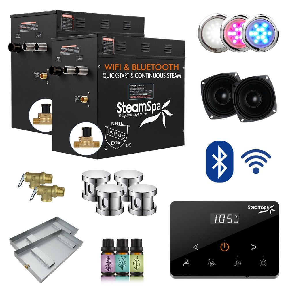 Black Series 21000-Watt Steam Generator with Fully Wireless Remote Bluetooth Wi-Fi and Auto Drain in Polished Chrome