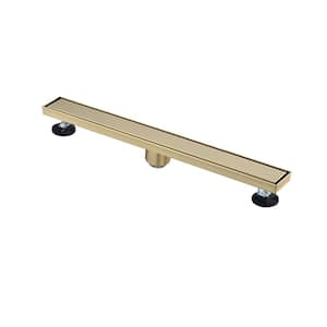 Ami 24 in. Linear Shower Drain with Tile-In Pattern Drain Cover In Brushed Gold