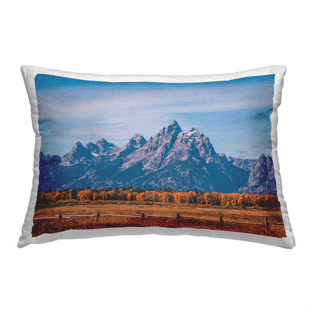 Rural Mountain Peaks Blue Rectangular Outdoor Throw Pillow price history on PriceWatchPro
