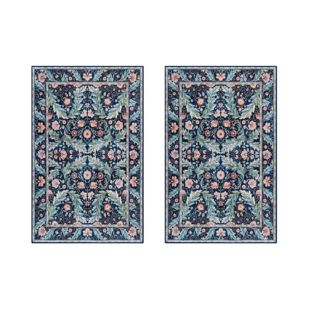 Gertmenian Crystal Print Altair Navy 2 ft. x 4 ft. Floral