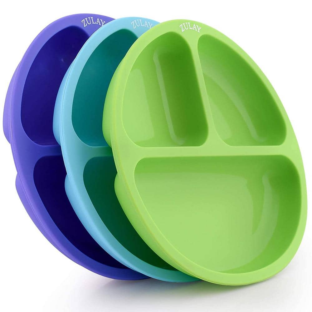 Zulay Kitchen Zulay 8 in. Assorted Color Divided Silicone Baby Plates ...