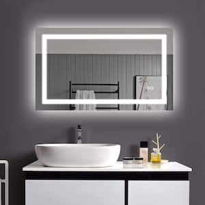 40 in. W x 24 in. H Small Rectangular Aluminum Frameless Dimmable Anti-Fog Wall LED Bathroom Vanity Mirror in White