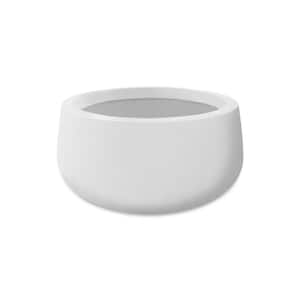20 in. Dia, Round Pure White Finish Concrete Bowl Planter, Outdoor Indoor Large Planter Pot with Drainage Hole