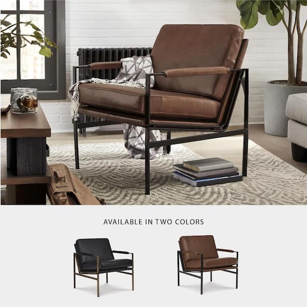 Signature DESIGN BY ASHLEY Puckman Brown Leather Match Arm Chair