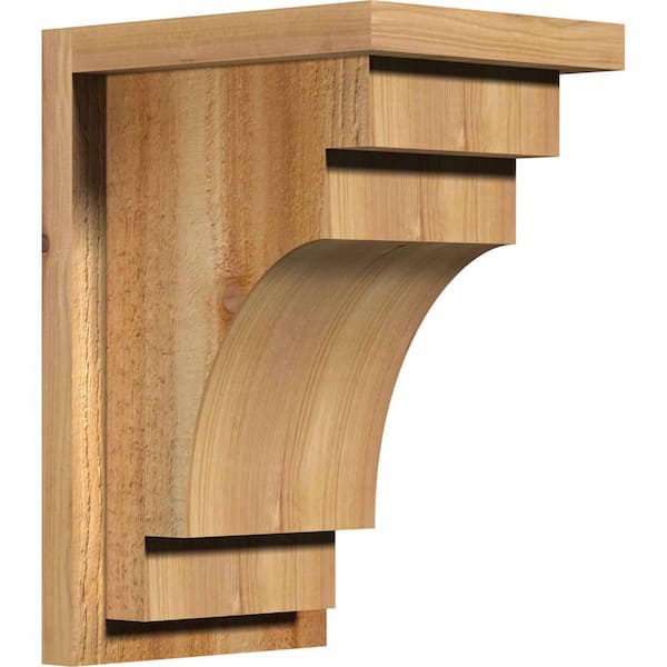 Ekena Millwork 8 in. x 10 in. x 14 in. Western Red Cedar Mediterranean Rough Sawn Corbel with Backplate