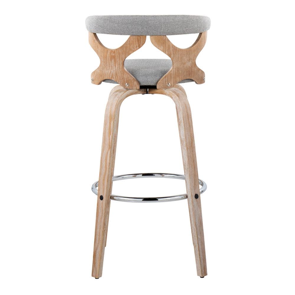 Gray Swivel Wood and Metal Barstool Set of 2
