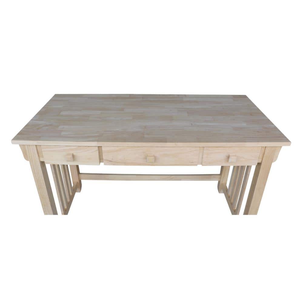 Solid Wood Mission Computer Desk with Drawer and Keyboard Tray