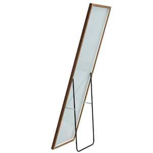 23 in. W x 65 in. H Rectangle Solid Wood Full-Length Framed Brown Floor Mounted Mirror, Wall Mounted Mirror