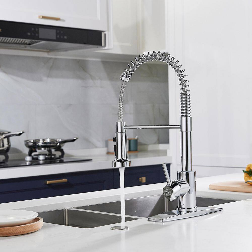 Chrome High-Arc Kitchen Faucet with Pull-Out Spray