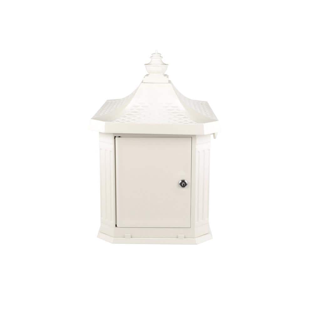 Large White Cast Aluminum Locking Pedestal Mailbox
