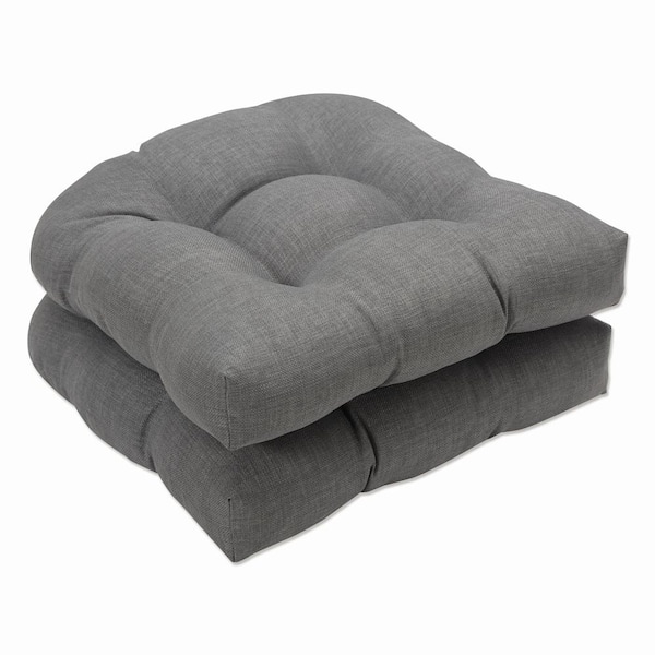 Pillow Perfect Solid 19 x 19 Outdoor Dining Chair Cushion in Grey (Set of 2)