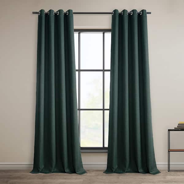 Exclusive Fabrics & Furnishings Focal Green Faux Linen Grommet Room Darkening Curtain - 50 in. W x 108 in. L (1 Panel)