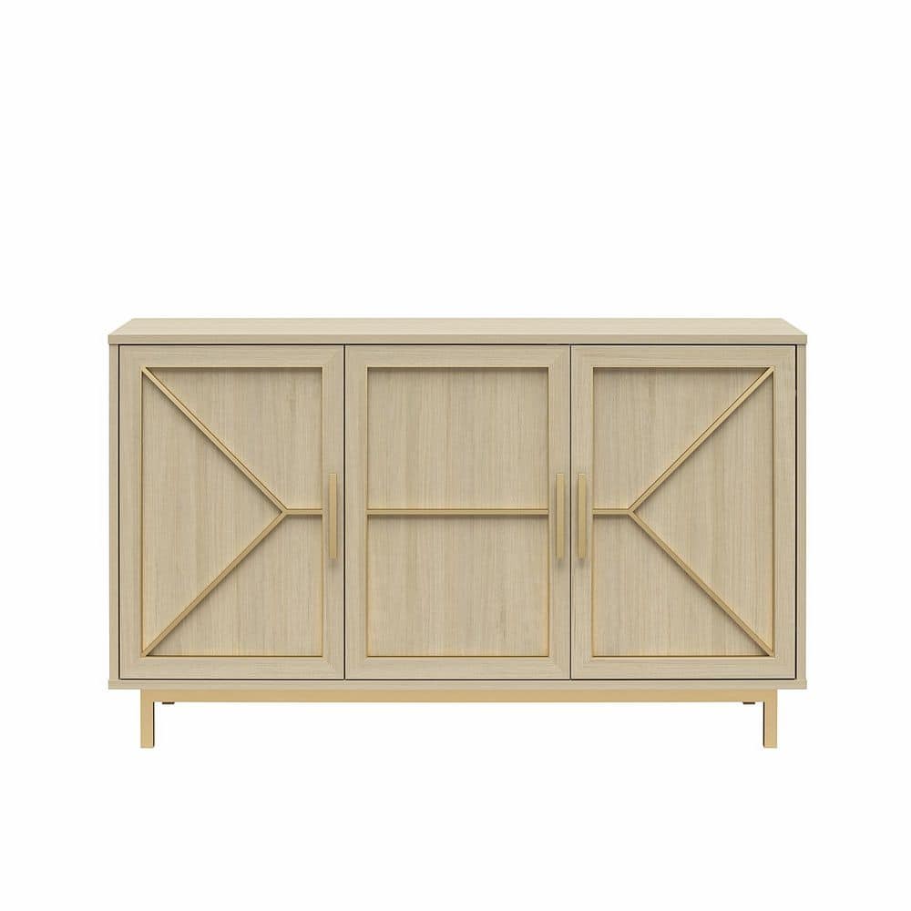 Neely Wide Pale Oak Accent Cabinet with Adjustable Shelving