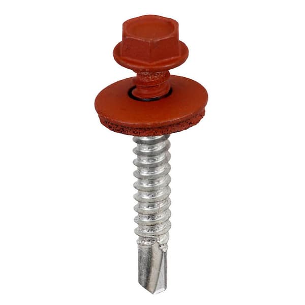 Acorn International #12 x 1-1/2 in. Hex Head Metal to Metal Screws in Barn Red (Bag of 250)