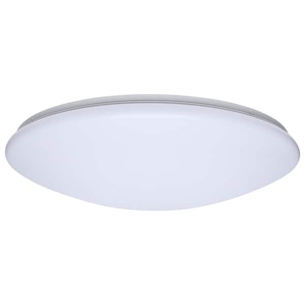Cloud 19 in. White Utility Flush Mount with White PMMA Shade, Integrated LED 25-Watt Round Non-Dimmable