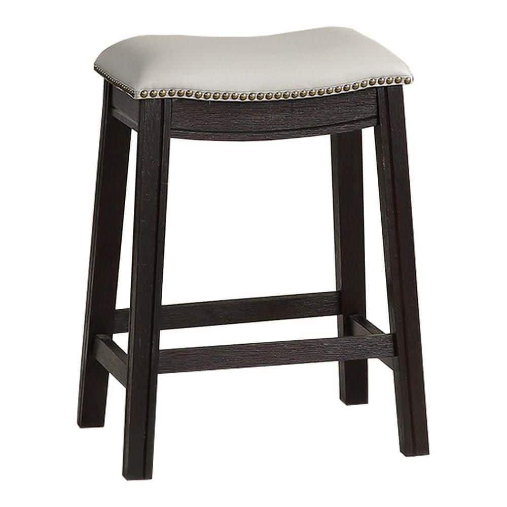 Adjustable Gray Leather Swivel Saddle Counter Stool Set of 2