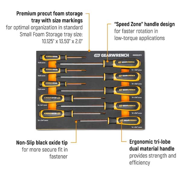 GEARWRENCH Torx Dual Material Screwdriver Set with EVA Foam