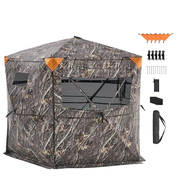 Hunting Blind Ground Blinds with Carrying Bag Durable Concealed Shelter with Door for Turkey Portable Camouflage Tent