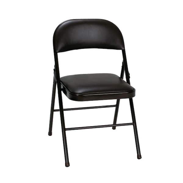 Cosco Black Vinyl Padded Seat Stackable Folding Chair (Set of 4)