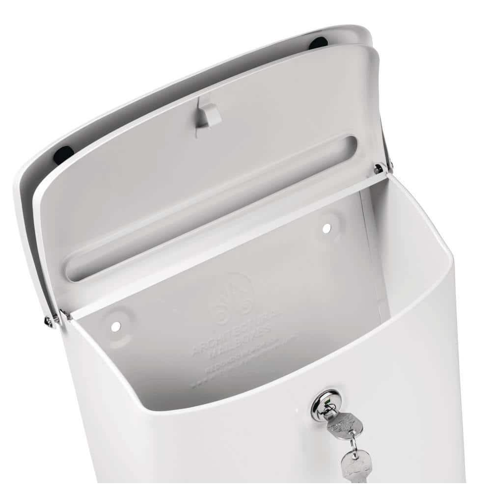 White Steel Locking Wall Mount Mailbox with Keys