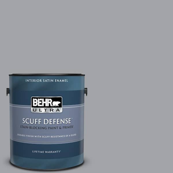 BEHR ULTRA 1 gal. #N530-4 Power Gray Extra Durable Satin Enamel Interior Paint & Primer