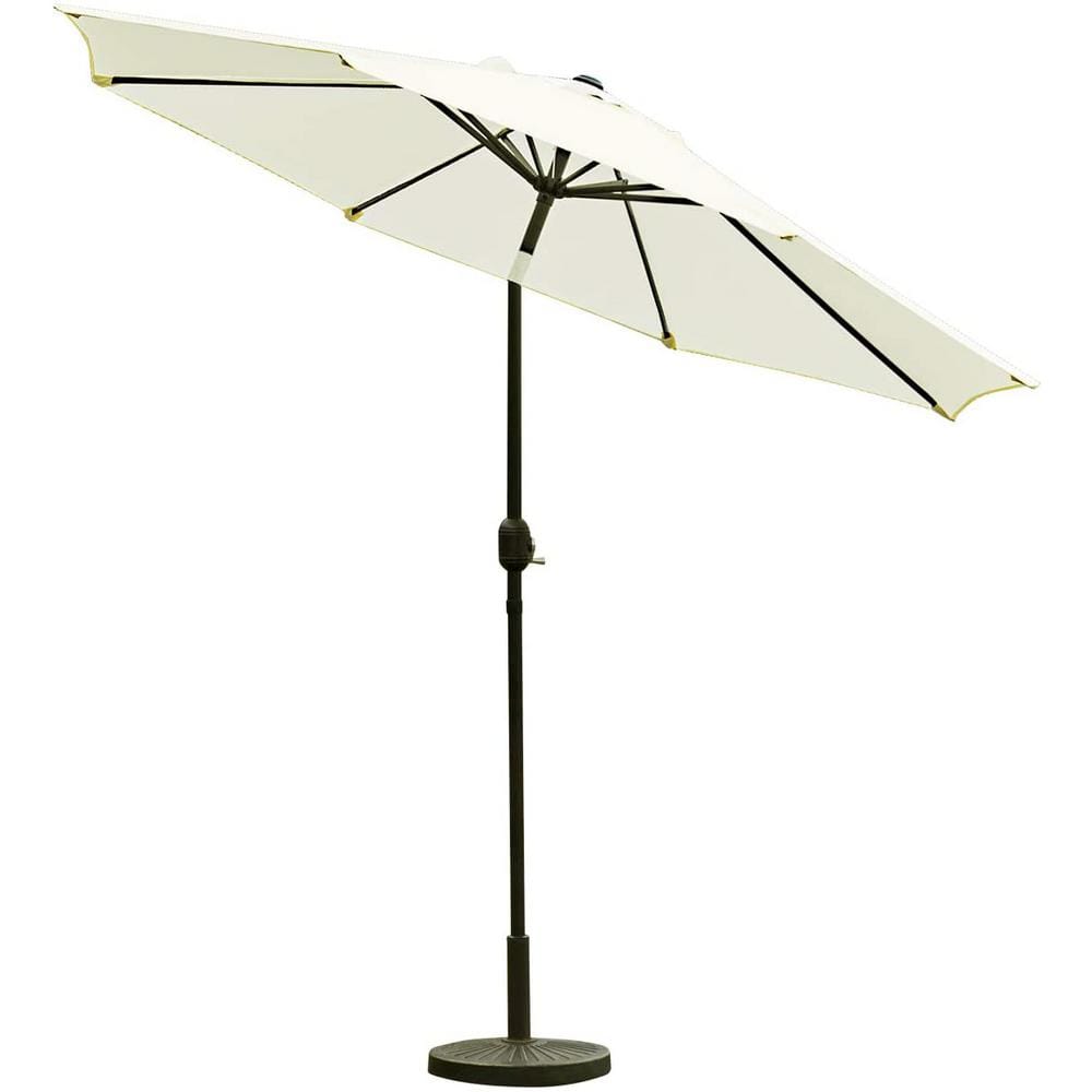 Dyiom 9 Ft. Aluminum Outdoor Market Patio Umbrella In Beige With 8 ...