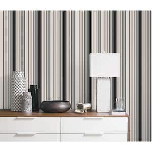 Smart Stripes 2 Barcode Stripe Wallpaper in Red, Blue, Beige and White