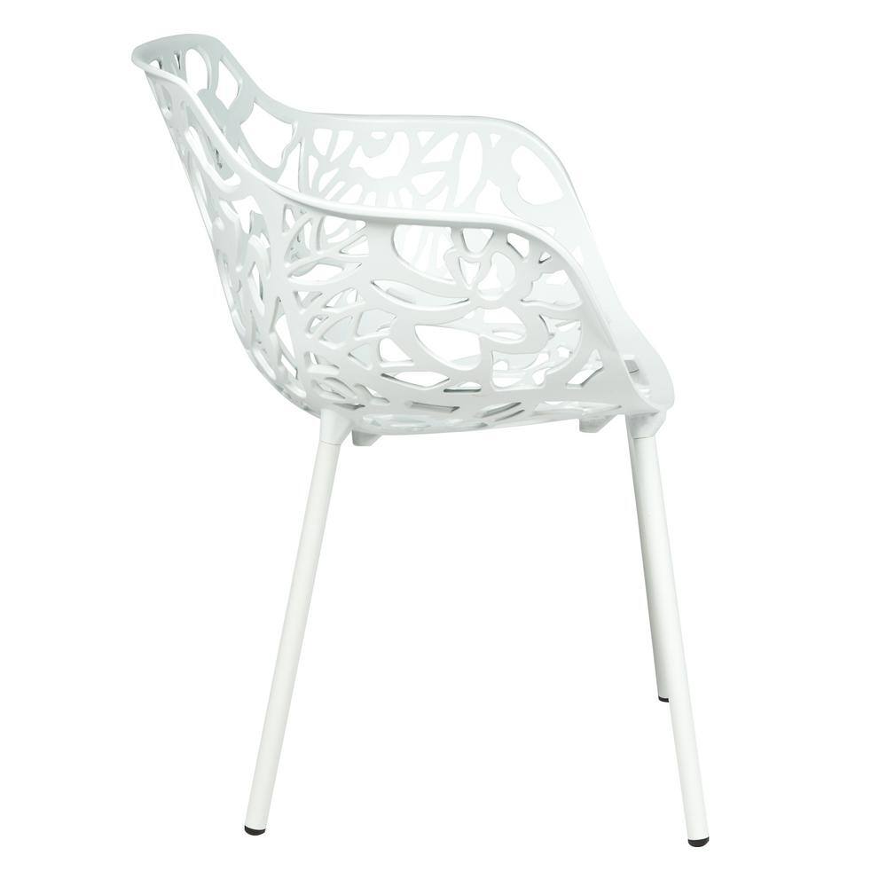 Devon White Aluminum Stackable Outdoor Dining Chair