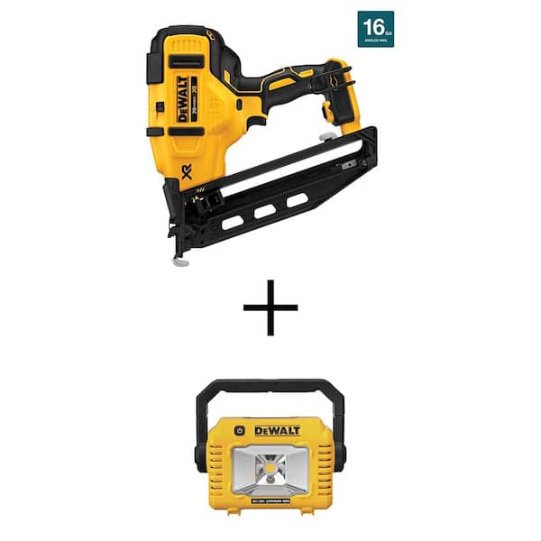 20V MAX XR Lithium-Ion Electric Cordless 16-Gauge Angled Finishing Nailer and Compact Cordless Task Light (Tools Only)