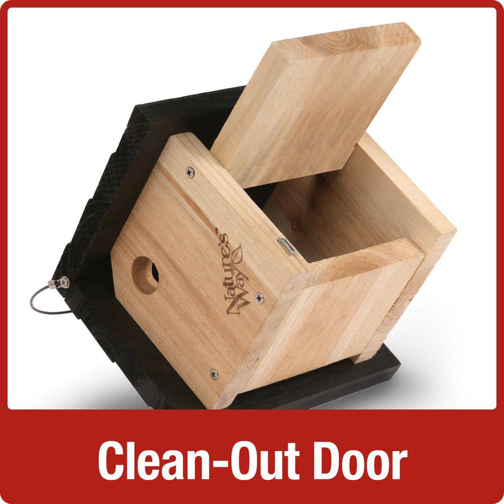 Nature's Way Cedar Hanging Wren Bird House with Black Roof