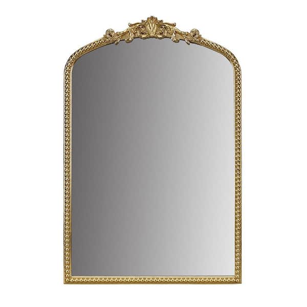 Glam Luxury 26 in. W x 39 in. H Arch Frame Gold Wall Decor Mirror