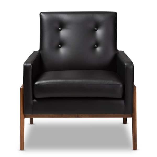 Perris 29 in. Black Faux Leather Arm Chair