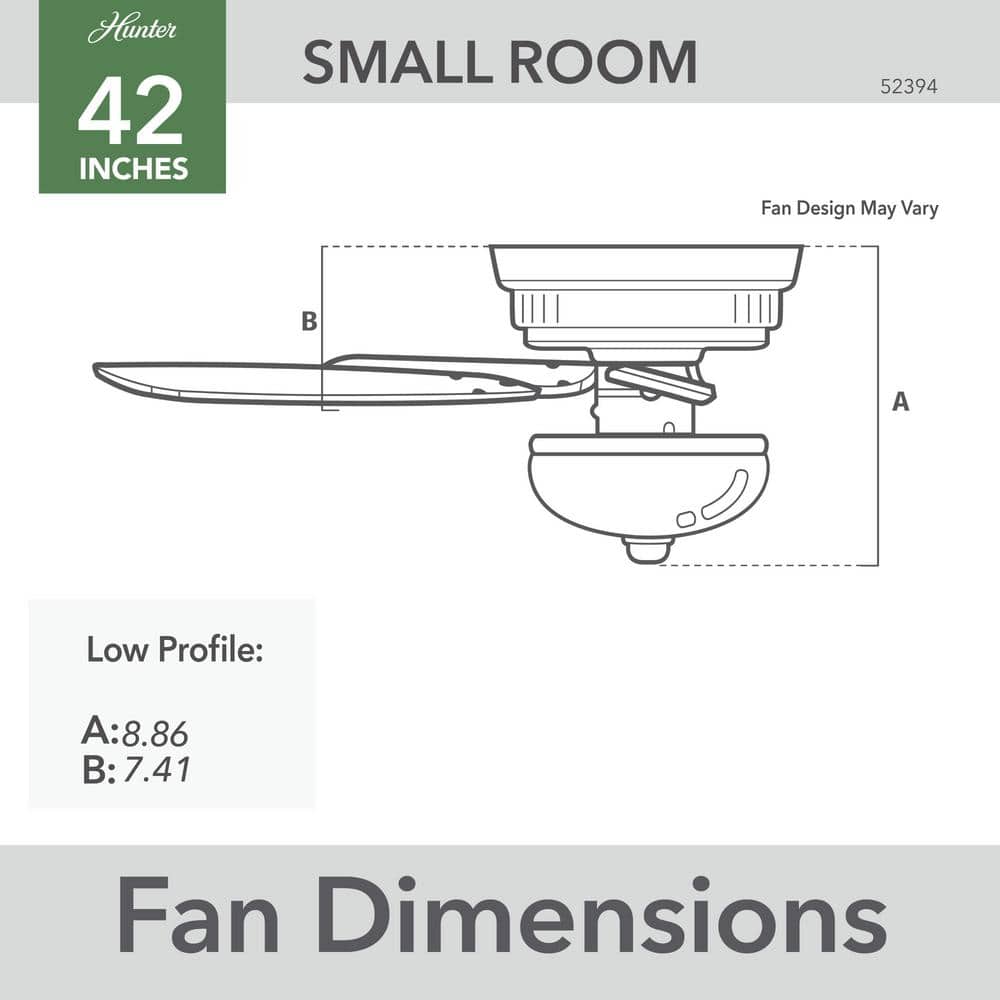 42" Matte Black Low Profile Ceiling Fan with LED Light and Remote