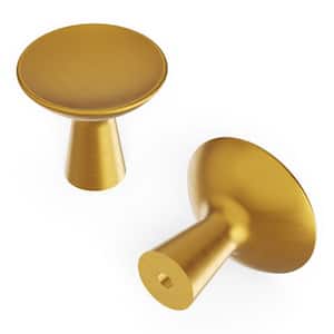 Series Maven Collection Knob 1-1/4 in. Dia Brushed Golden Brass Finish Modern Zinc Cabinet Knob 1-Pack