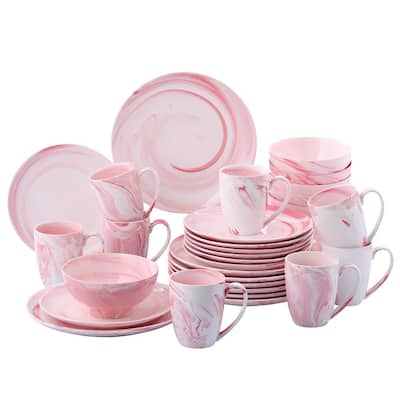 pink and grey dinner set