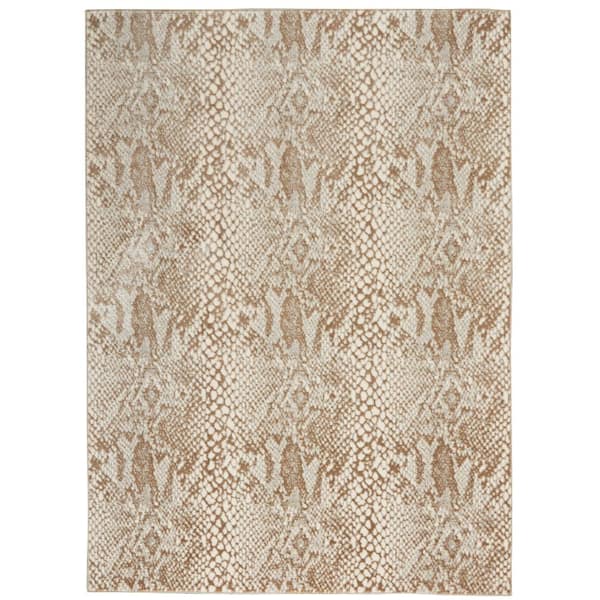 Nourison Solace Ivory/Beige 8 ft. x 10 ft. Abstract Contemporary Area Rug