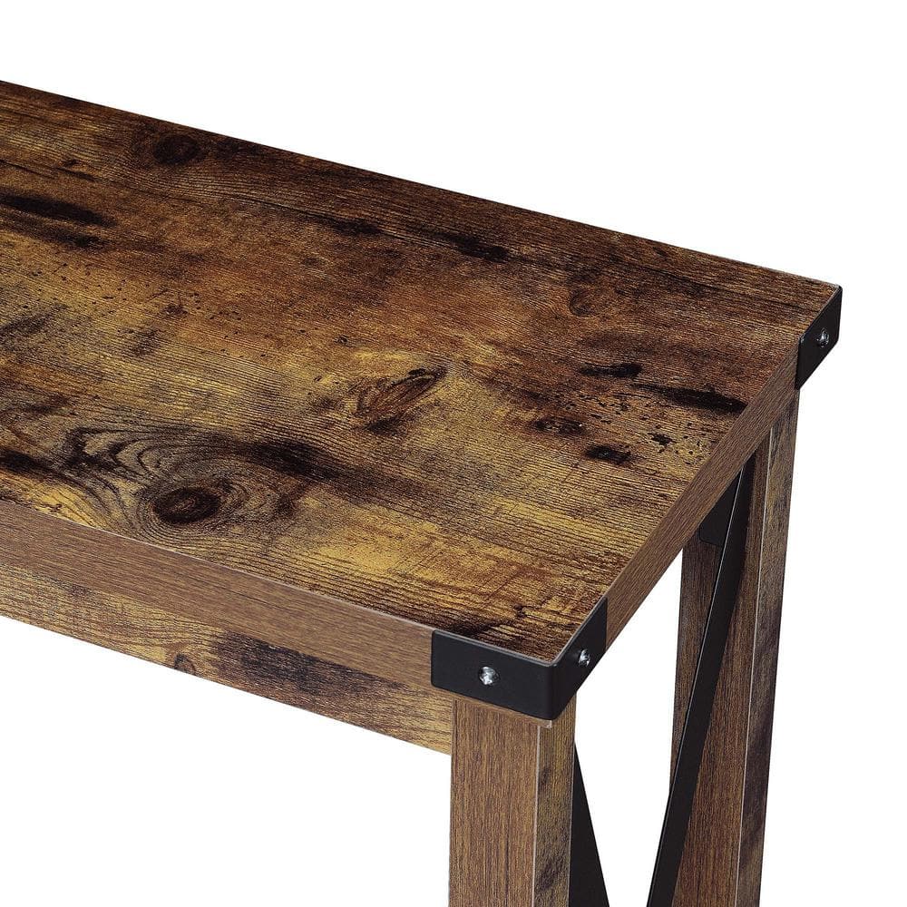 Barnwood Black 39'' Industrial Console Table with Storage Shelf
