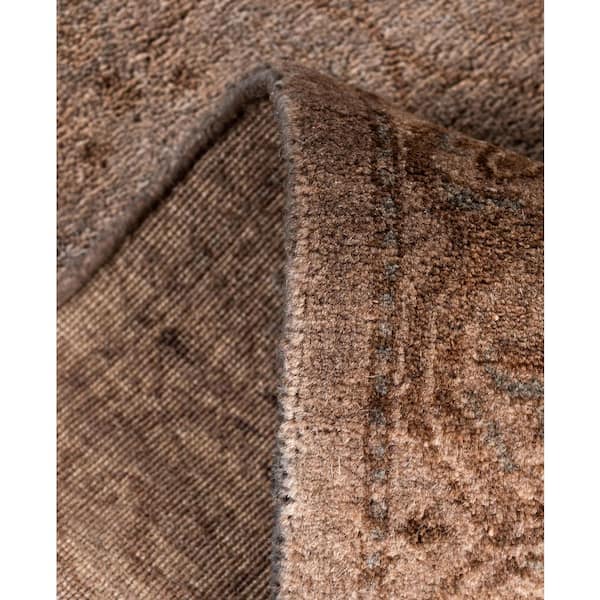 Overdyed Brown 2 ft. x 10 ft. Solid Wool Indoor Runner Rug