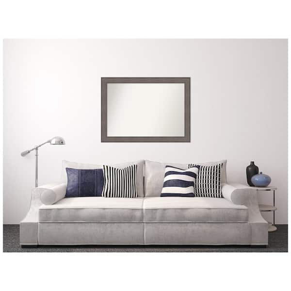 Amanti Art Medium Rectangle Distressed Brown Modern Mirror (32.25 in. H x 44.25 in. W)
