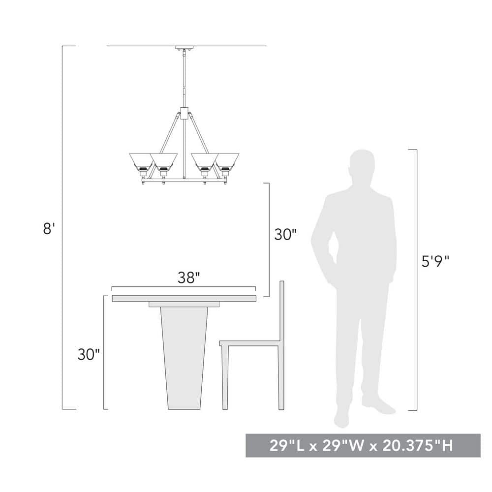 Orwell Matte Black and Clear Glass 6-Light Chandelier