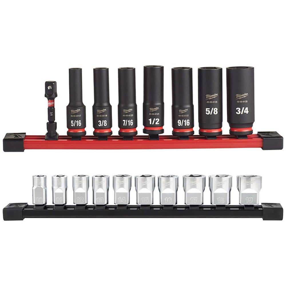 Milwaukee SHOCKWAVE Impact Duty 3/8 in. SAE Deep Impact Rated Socket Set w/3/8 in. Metric Low