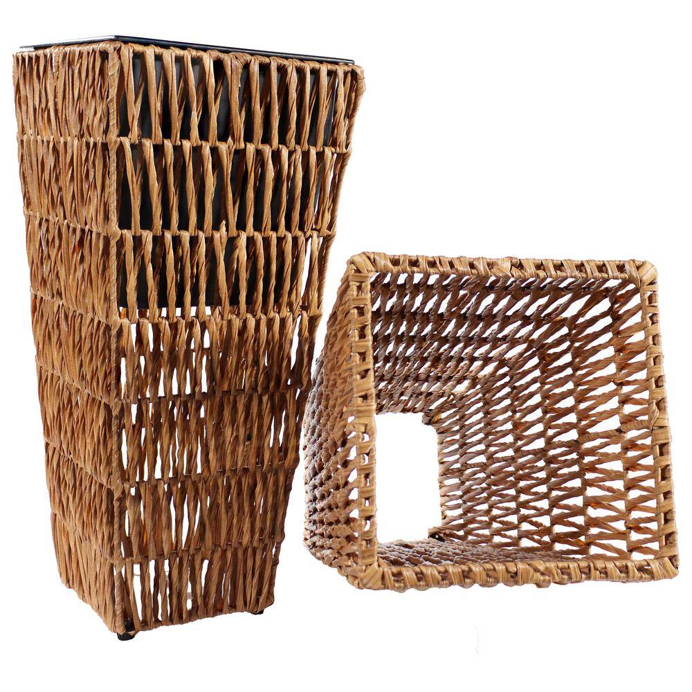 Barley Poly-Wicker Tall Planters with Black Plastic Insert - Set of 2