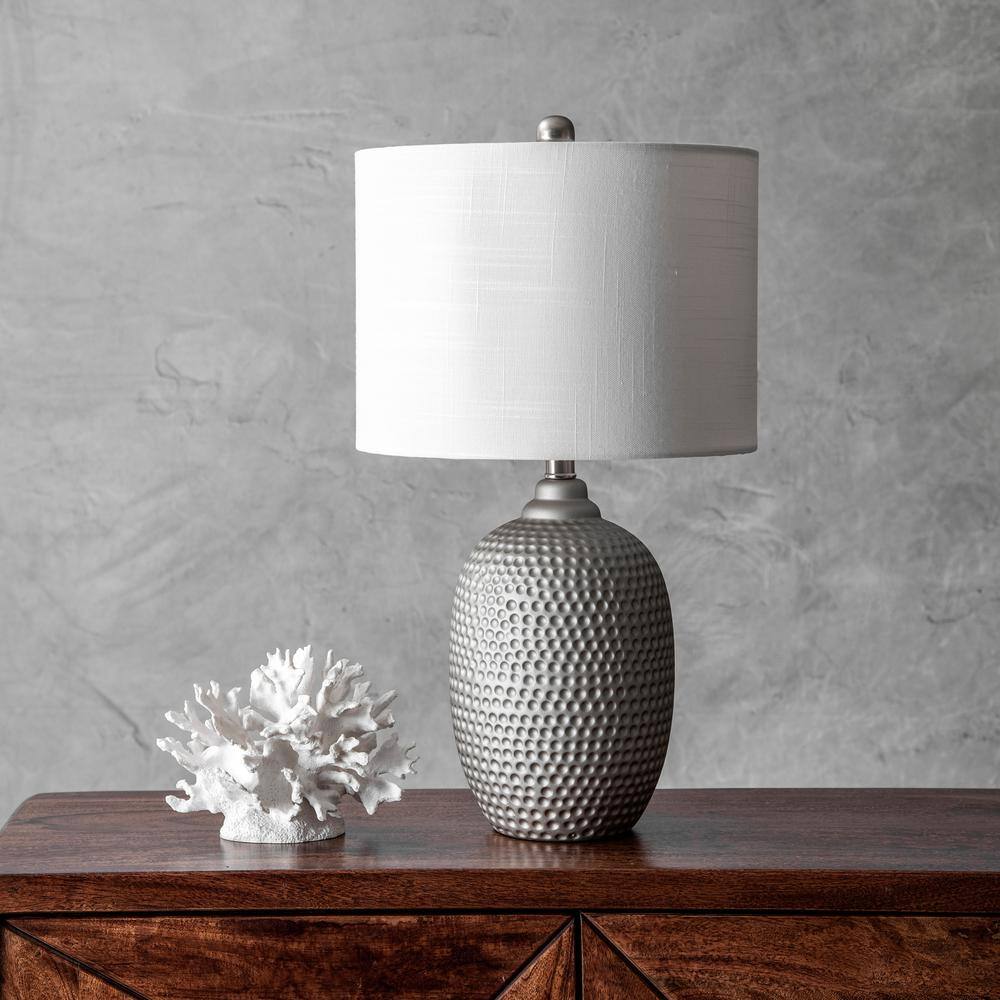 Oakland Gray Textured Ceramic Table Lamp with 3-Way Switch