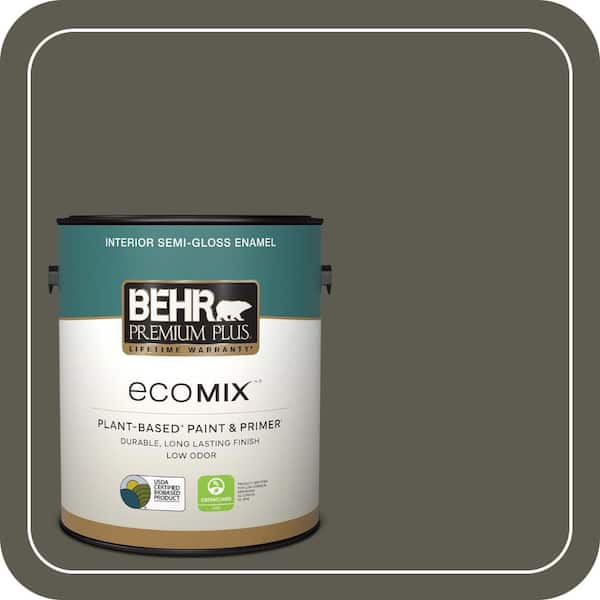 1 gal. #N370-7 Night Mission Semi-Gloss Enamel EcoMix Plant-Based Interior Paint & Primer